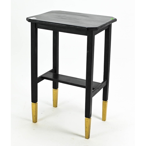 548 - Black and gold painted occasional table, w48cm by d38cm by h73cm