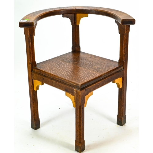 550 - Oak corner chair 46cm by 46cm by 76cm