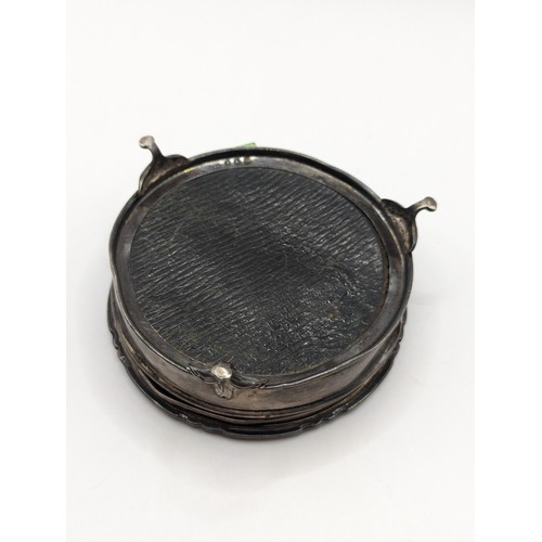 266 - George V silver jewellery box, Synyer & Beddoes, Birmingham 1919, of circular footed form, lid d... 