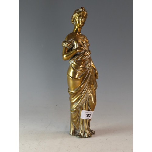 352 - Brass classical lady. With reg. mark to back. Height 30.5cm