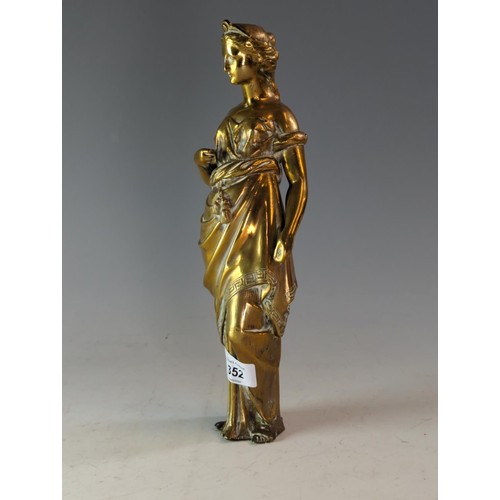 352 - Brass classical lady. With reg. mark to back. Height 30.5cm