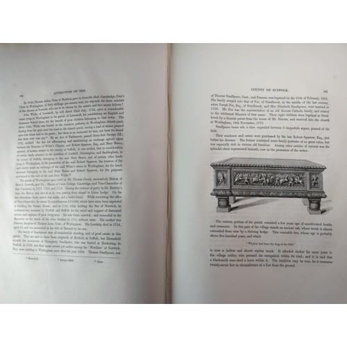 88 - C19 ICENI, Suffolk, Norfolk large leather bound book together with Sucklings Suffolk 1846 and Gage's... 