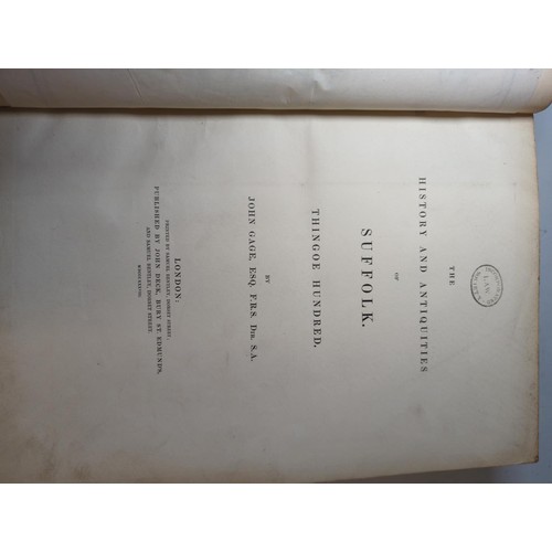 88 - C19 ICENI, Suffolk, Norfolk large leather bound book together with Sucklings Suffolk 1846 and Gage's... 