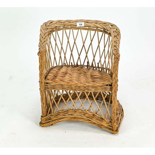 536 - Childs wicker tub chair 