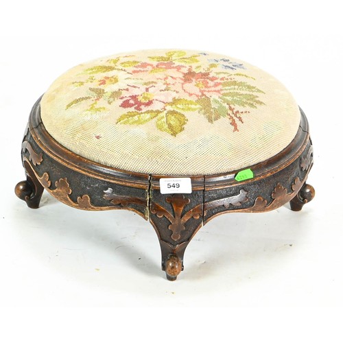 549 - Victorian button footstool Dia 39cm H19cm 