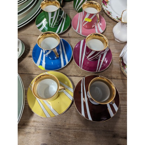 359 - Polish Cmielow colourful coffee set