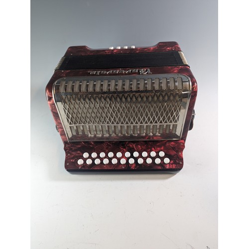 150 - Barcarole accordion with black leather strap, 31cm by 19cm 32cm.