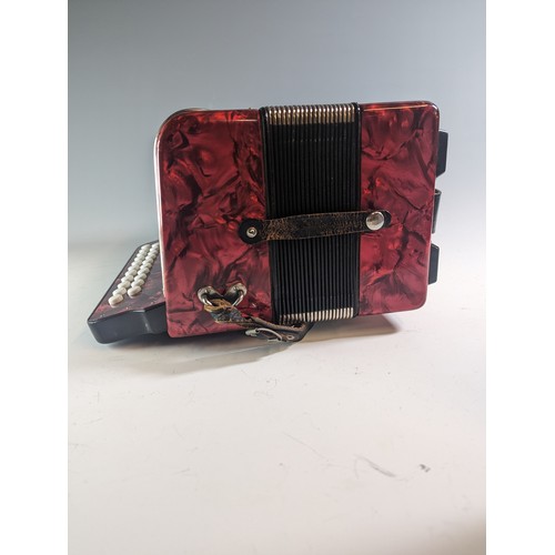 150 - Barcarole accordion with black leather strap, 31cm by 19cm 32cm.