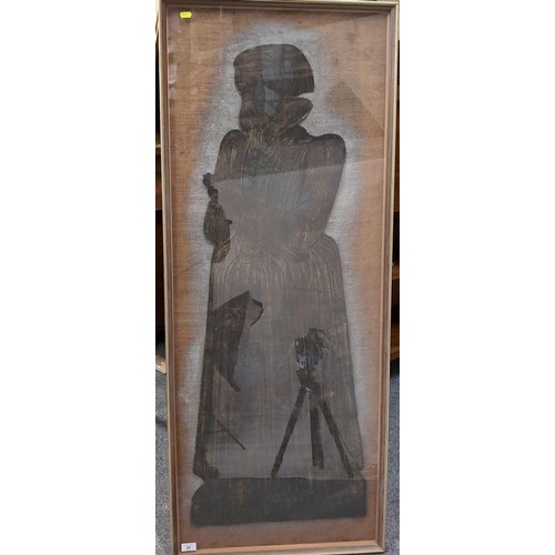 25 - Brass rubbing of a lady 57cm by 141cm