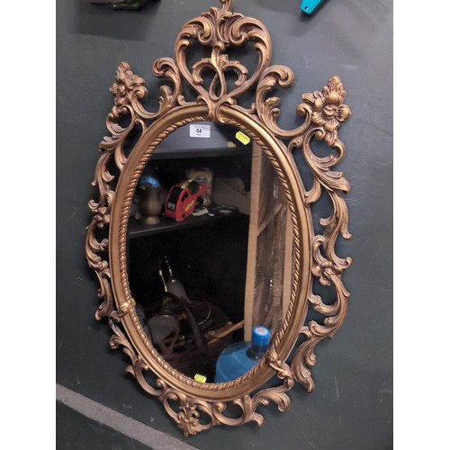 54 - Oval mirror in gilt frame 90 x 56cm