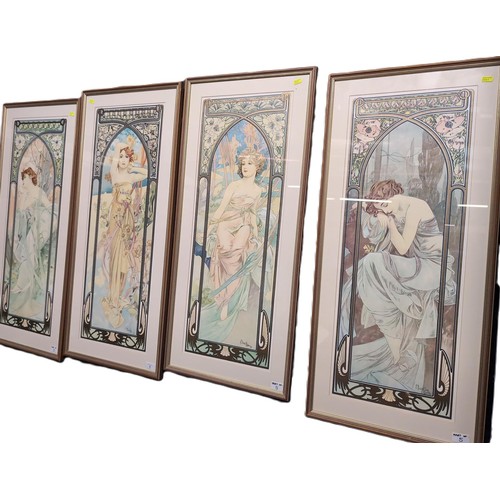 5 - Mucha- 'The Four Seasons' prints. Each 44.5cm x 99cm.