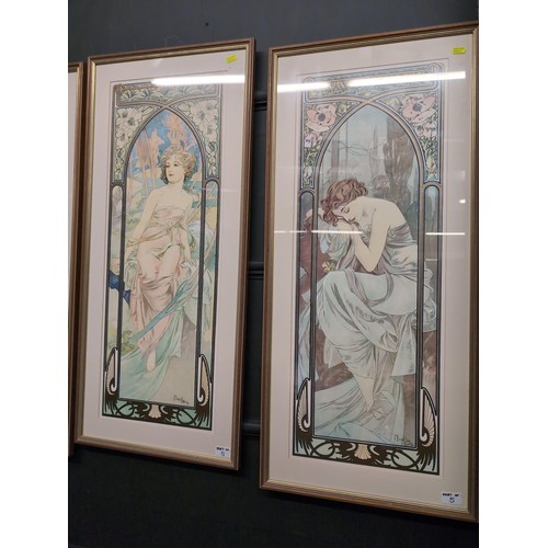 5 - Mucha- 'The Four Seasons' prints. Each 44.5cm x 99cm.