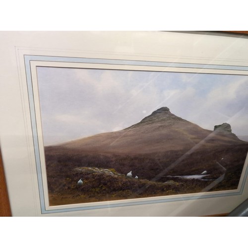 6 - Gouache of a moorland landscape signed, Lombard. 75cm x 56cm