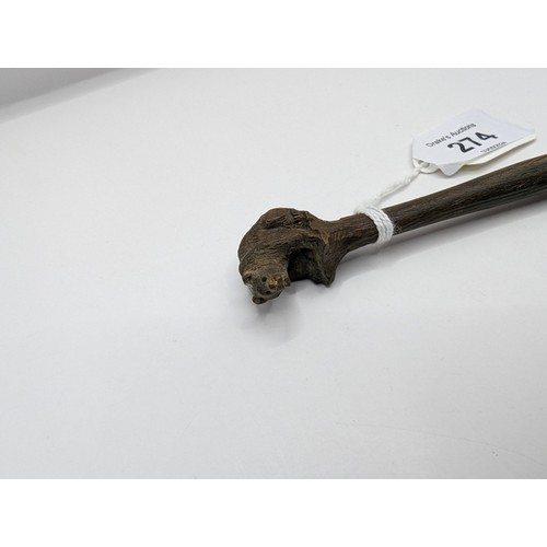 274 - Black Forest dip pen with bear terminal