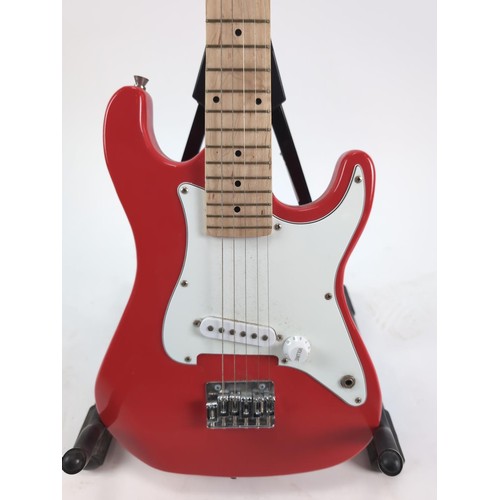 152 - Childs electric Fender style guitar by Smyths Toys with case, (no cables)