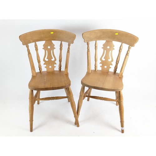 492A - 2 x Fiddle back beech chairs