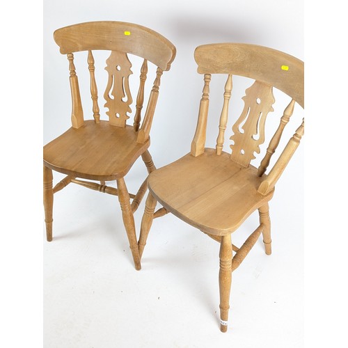 492A - 2 x Fiddle back beech chairs