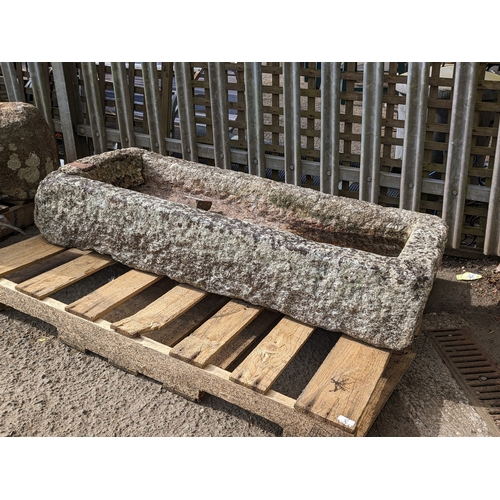 2 - Large rectangular granite trough. W124cm D42cm H23cmForklift is available on-site for loading, but t... 