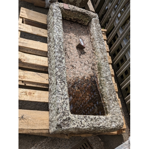 2 - Large rectangular granite trough. W124cm D42cm H23cmForklift is available on-site for loading, but t... 