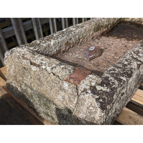 2 - Large rectangular granite trough. W124cm D42cm H23cmForklift is available on-site for loading, but t... 