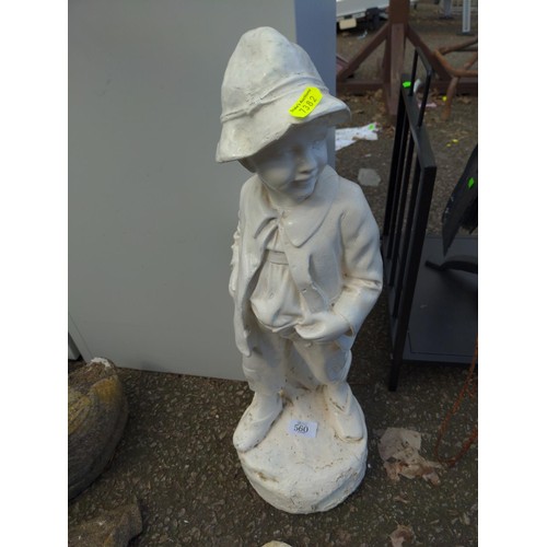 36 - 2 x concrete garden items inc wall plaque together with four garden ornaments, tallest 39cm