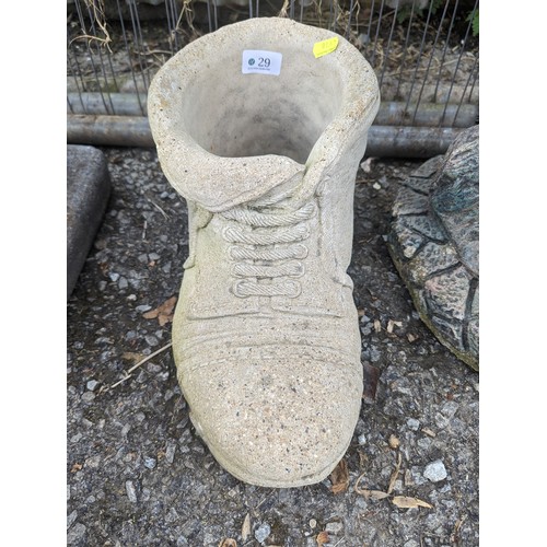 29 - Concrete boot planter ht. 18cm