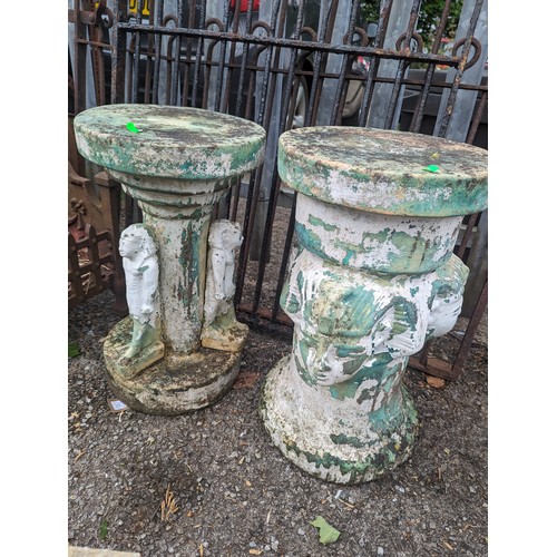 37 - Two plaster Egyptian style pedestal stands, largest dia.31 x ht.53cm