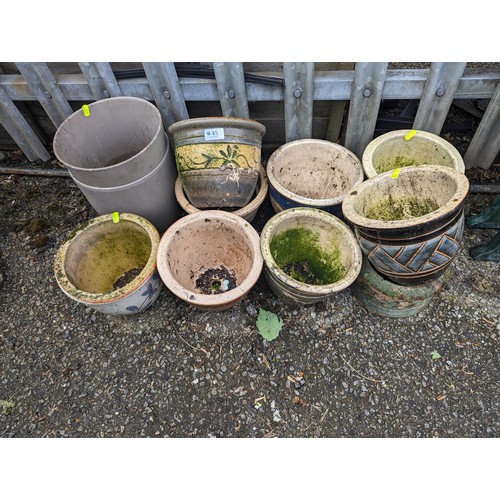 45 - Selection of garden planters, mostly glazed