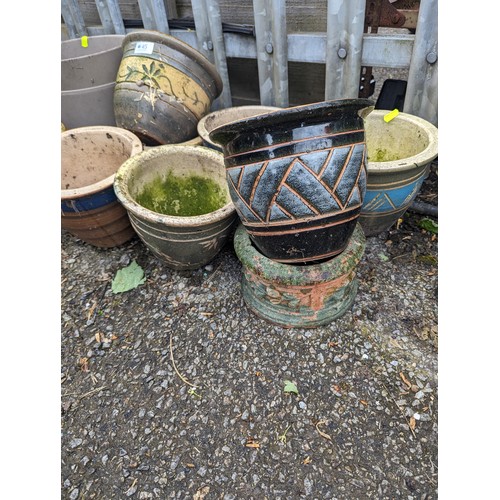 45 - Selection of garden planters, mostly glazed