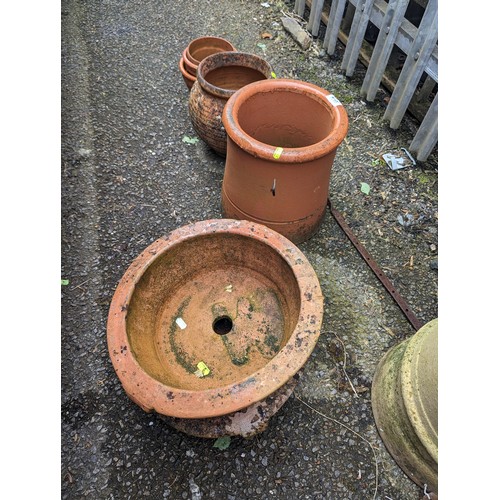 48 - Seven various terracotta planters, largest dia.27 x ht. 31cm