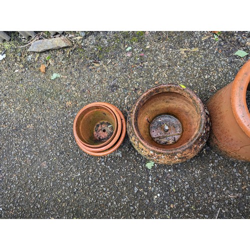 48 - Seven various terracotta planters, largest dia.27 x ht. 31cm