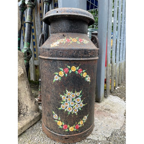 19A - Hand painted milk churn with lid