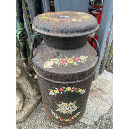 19A - Hand painted milk churn with lid