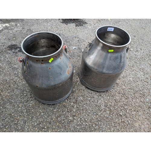 89 - Two stainless steel milk churns, one marked 'Fulwood', ht. 41cm