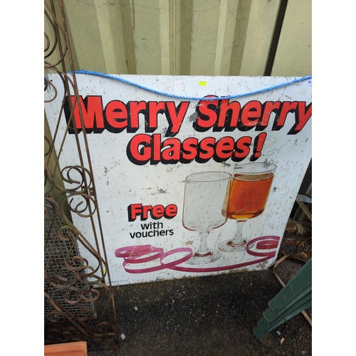 157 - 'Merry Sherry Glasses' advertising sign 90m x 92cm