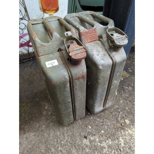 159 - Two 20L jerry cans, one marked with broad arrow and 1952