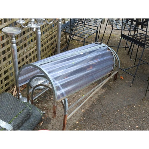 167 - Three galvanized arched cold frames, only one with plastic corrugated protection, L115cm