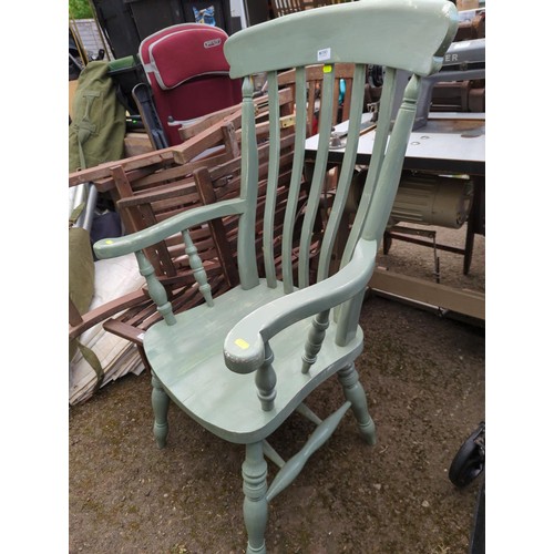 190 - Pine kitchen carver chair, painted green