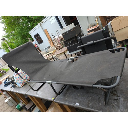 232 - Black garden sun bed with additional foam pad