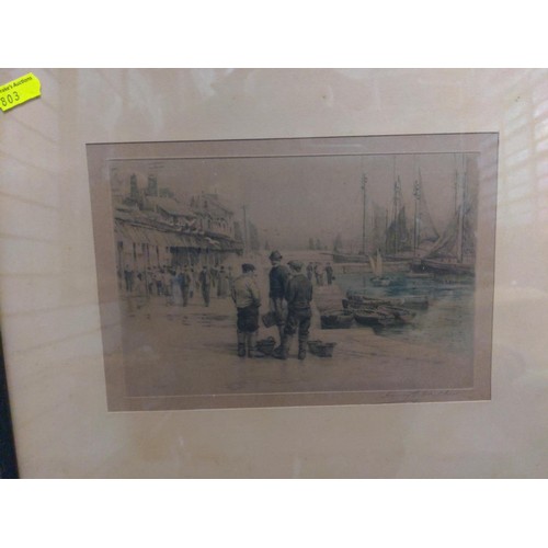 744 - 3 drypoint etchings of Brixham Harbour by Henry G Walker