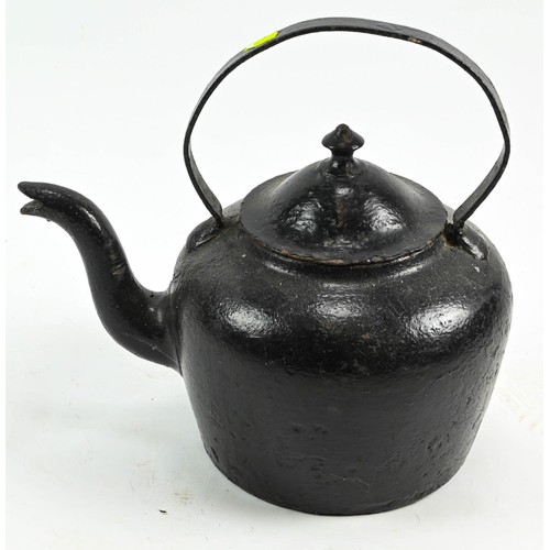 748 - Cast iron kettle painted black H33cm