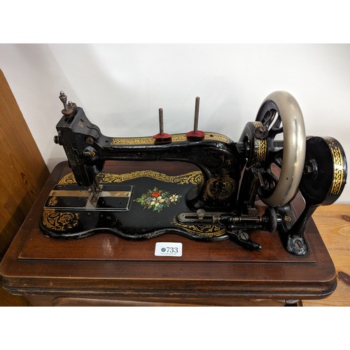 733 - Bradbury company limited manual sewing machine. box  45cm by 25cm by 25cm