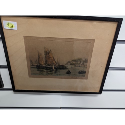 744 - 3 drypoint etchings of Brixham Harbour by Henry G Walker