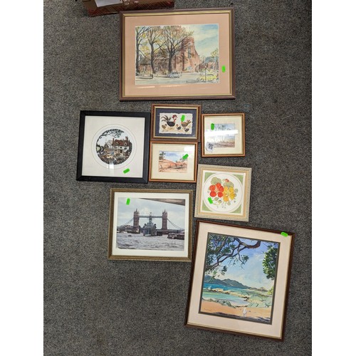 753 - Collection of framed artworks inc. prints, watercolours and photographs.