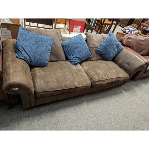 719 - DFS suedette 3 seater sofa. W 245cm x D 95cm x H 70cm 