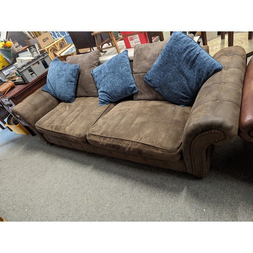 719 - DFS suedette 3 seater sofa. W 245cm x D 95cm x H 70cm 