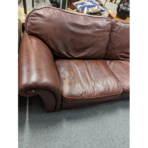 720 - Laura Ashley leather sofa. W 220cm x D 93cm x H 80