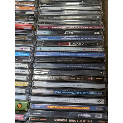 763 - Collection of CD's in cardboard box Inc red hot chilli peppers etc 