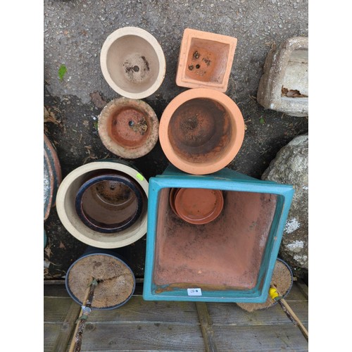 67 - Selection of glazed and terracotta planters, largest W35 x ht.35cm