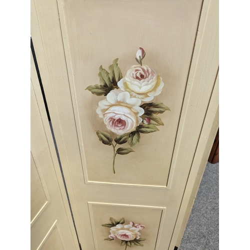 705A - Wooden folding screen with flower decoration 